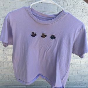 Purple butterfly American Eagle cropped tee